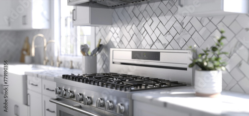 A stove top oven in a kitchen, perfect for home appliance concepts