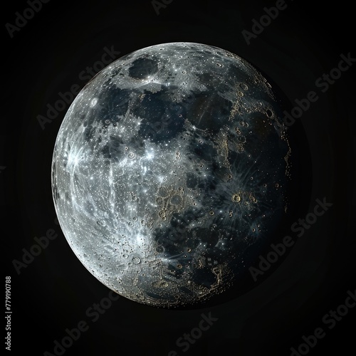 A full moon shining in the dark night sky. Suitable for various night-themed designs