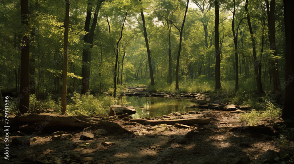 Obraz premium sun rays in the forest.