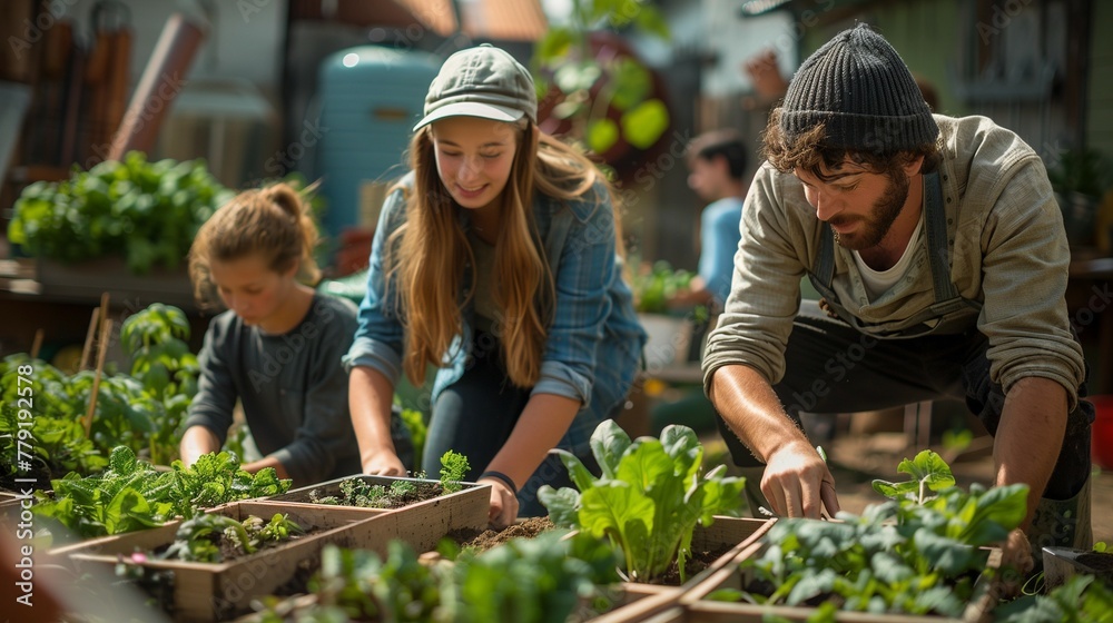 Harvesting Unity: All Ages Working in the Garden, generative ai Harvesting Unity: All Ages Working in the Garden, generative ai