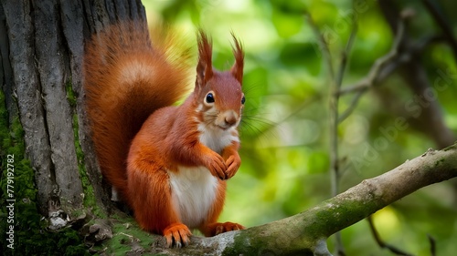Isolated Red Squirrel Enclave. Concept Wildlife Conservation  Habitat Preservation  Squirrel Behavior