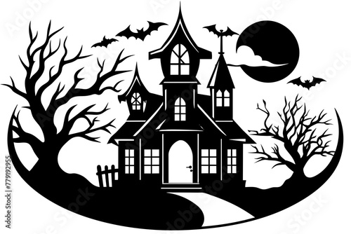 Halloween-monster-house-simple-logo-design-illustration  © Jutish