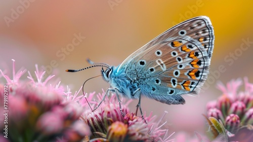 Macro Photography: Detailed Butterfly Wings on Flower, generative ai © Matus