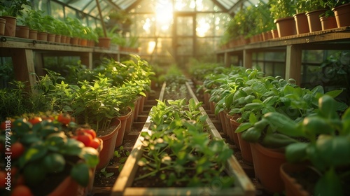 Sunlit Greenhouse Gathering for a Fresh Meal  generative ai
