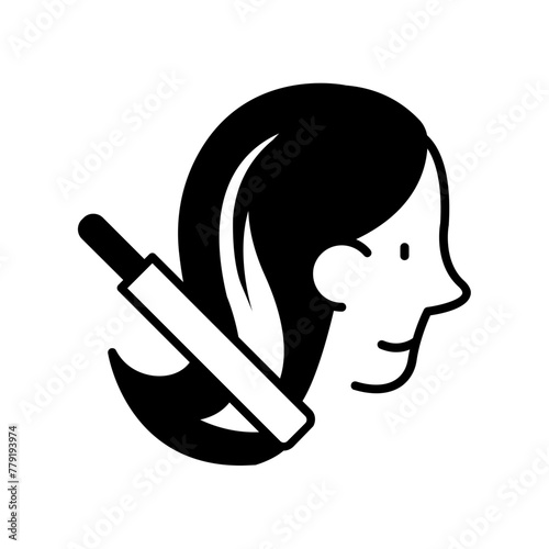hair straightening icon. black fill icon