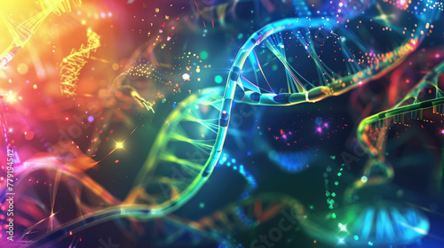 Abstract background modern and futuristic DNA and hand