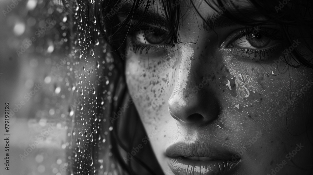 Emotional Contemplation in Black and White, generative ai Emotional Contemplation in Black and White, generative ai