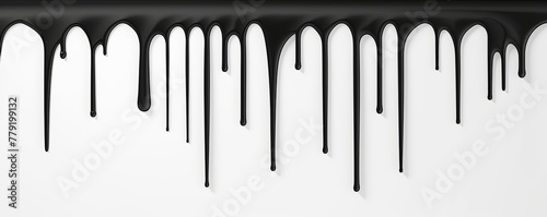 Black paint dripping on the white wall water spill vector background with blank copy space for photo or text