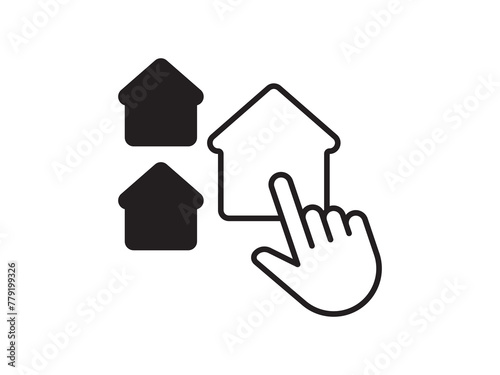 Icon a house representation, isolated against a clean background. This simple vector symbol evokes a sense of warmth and security, embodying the concept of home.