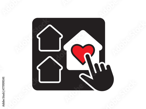 Icon a house representation, isolated against a clean background. This simple vector symbol evokes a sense of warmth and security, embodying the concept of home.