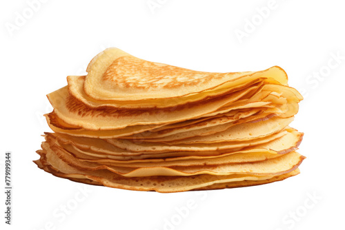 Towering Delights: A Piled Pancake Fantasy. White or PNG Transparent Background.