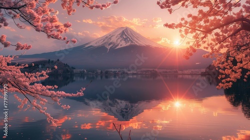 Snow-Capped Majesty of Mount Fuji, generative ai © Matus