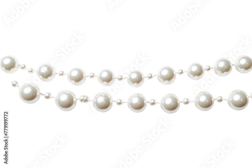 Elegance Unveiled: A Strand of White Pearls. White or PNG Transparent Background.