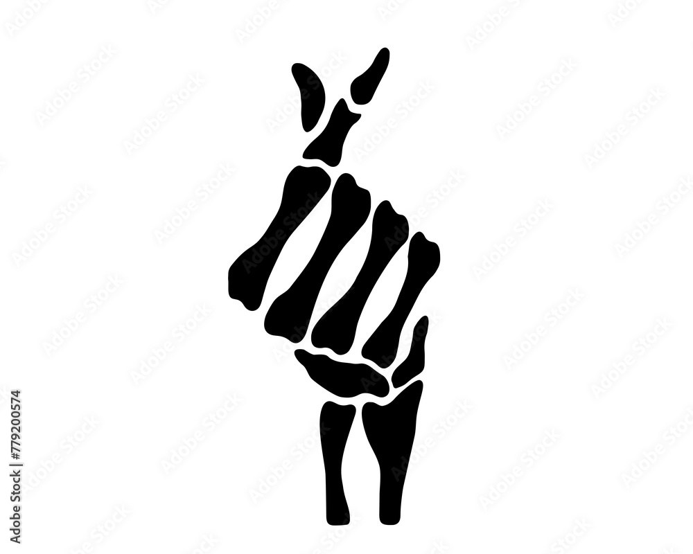 Fototapeta premium Skeleton hands gesture, fingers, tasty, black flat vector, cut files