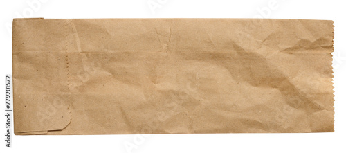 Brown kraft paper bag for packaging products in stores on an isolated background photo