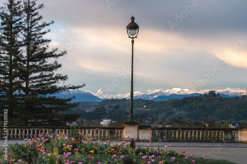 Pyrenees and the Pic Du Midi d'Ossau from the Boulevard des Pyrenees in Pau