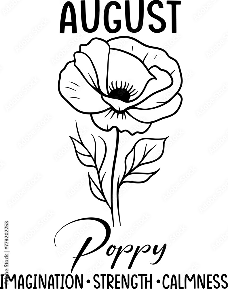 Obraz premium Birth Month Flower Clipart SVG, Birthday Gift Month Flower T-Shirt For Men And Women Cute Floral Print T-Shirt Summer Wildflower Graphic Tamplate