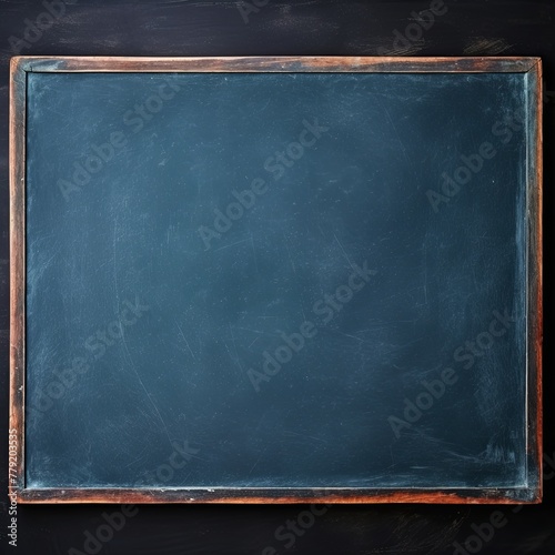 Blue blackboard or chalkboard background with texture of chalk school education board concept, dark wall backdrop or learning concept with copy space blank for design photo text or product