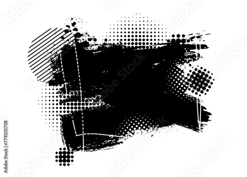Abstract black blot object. Grunge frame. hand drawing. Not AI. Vector illustration