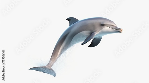 Cute dolphin jumping pose isolated on white background. © Alpa