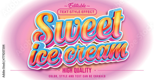 Editable text style effect - Sweet Ice Cream text style theme.