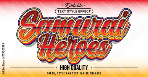 Editable text style effect - Samurai Heroes text style theme.