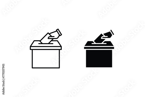 Hand voting ballot box icon, Election Vote concept, Vector illustration on white background