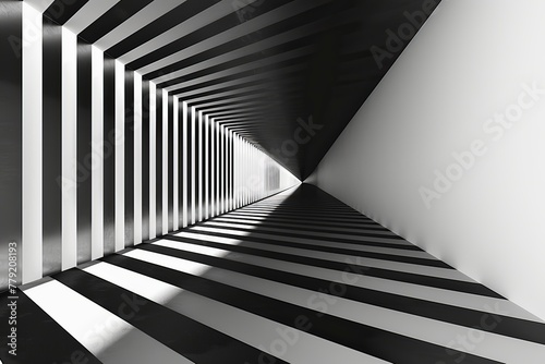 A black and white geometric concept background.
