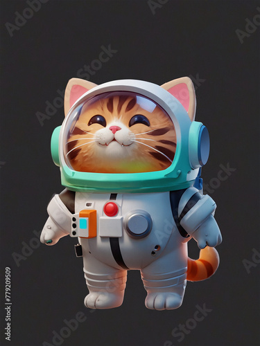 Image of cute cat wearing astronaut suit, 3D rendering 33 © Shinso_Hajime