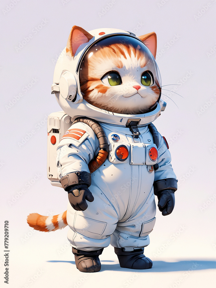 Image of cute cat wearing astronaut suit, 3D rendering 19