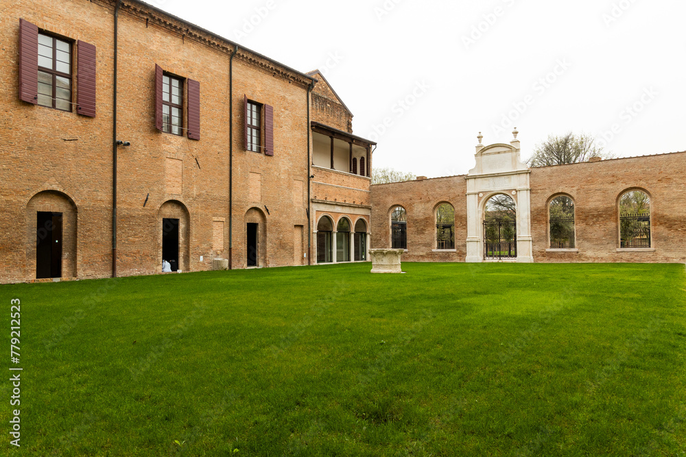 City of Ferrara, Palazzo Diamante and its atrium host international exhibitions and events, architecture and symmetrical marble decorations.