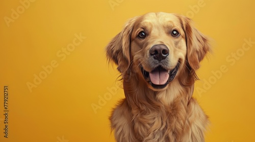 Close Up of Dog on Yellow Background
