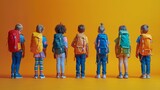 Group of Children Standing in a Line