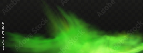 Green stink bad smell, smoke or poison gases,chemical toxic vapour.Vector realistic set of stench breath or sweat odor isolated on transparent checkered background.

