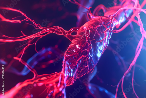 A dynamic of blood vessels expanding, symbolizing the cardiovascular system's response to physical activity photo