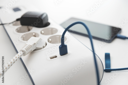 Smartphone charging at home with smart power strip