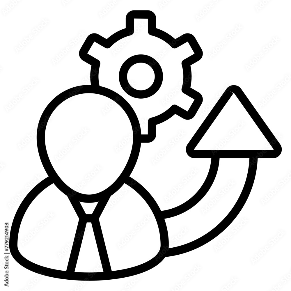 Avatar with gear showing concept of employee setting icon

