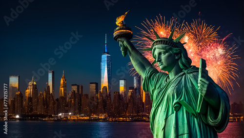 Statue of Liberty, night, fireworks © tanya78