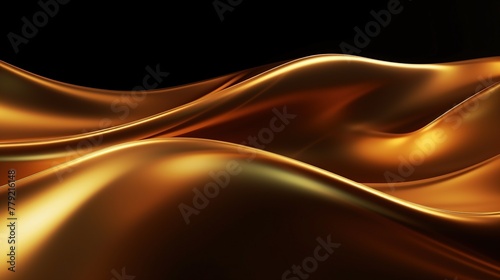 Beautiful glowing golden foil wavy effect on dark background.