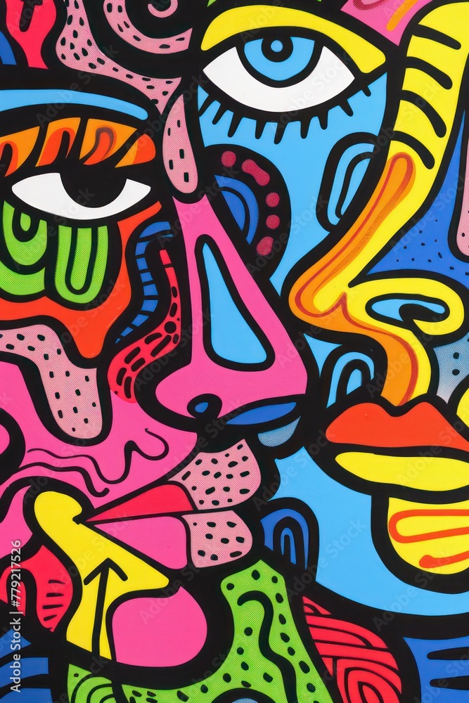 This image showcases an abstract graffiti-style artwork with bold colors and complex overlapping shapes and lines This image showcases an abstract graffiti-style artwork with bold colors and complex overlapping shapes and lines