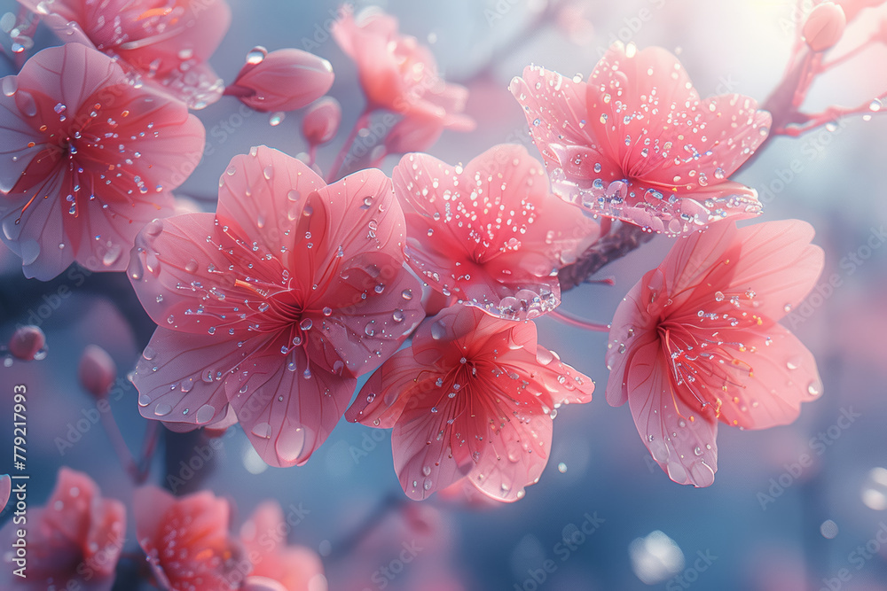 A cluster of delicate cherry blossoms flutters in the breeze, their ephemeral beauty a fleeting reminder of life's transient nature. Concept of fleeting beauty and poetic symbolism. Generative Ai. A cluster of delicate cherry blossoms flutters in the breeze, their ephemeral beauty a fleeting reminder of life's transient nature. Concept of fleeting beauty and poetic symbolism. Generative Ai.