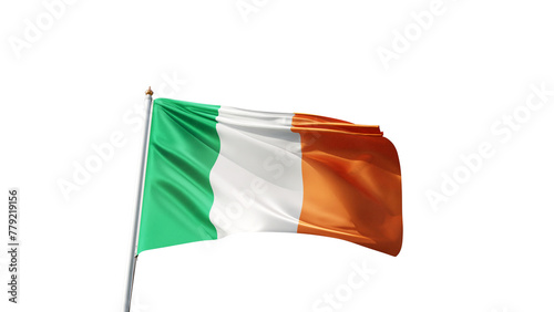 Obraz na plátně irish flag on a transparent background, waving in the wind, ireland flag on a bl