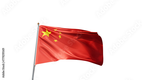 Chinese flag on transparent background, republic of china, red, stars, communism, realistic flag waving in the wind, png transparent photo
