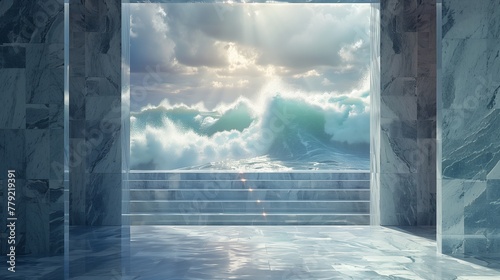 Open Door Frame, Leading to Vast Water