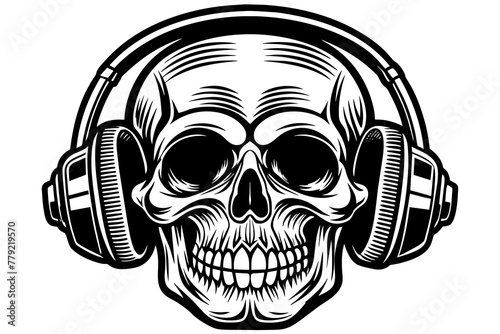 skull-in-headphones vector illustration 