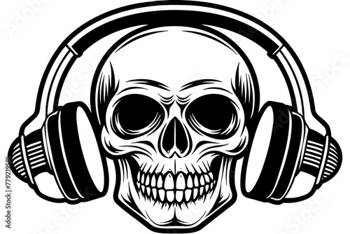 skull-in-headphones vector illustration  photo