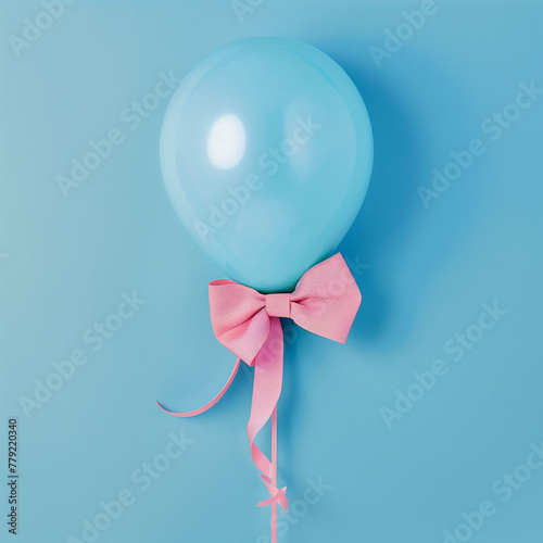 pink bow on blue ballon 