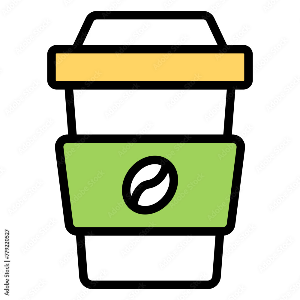 A colored design icon of coffee cup
A colored design icon of coffee cup