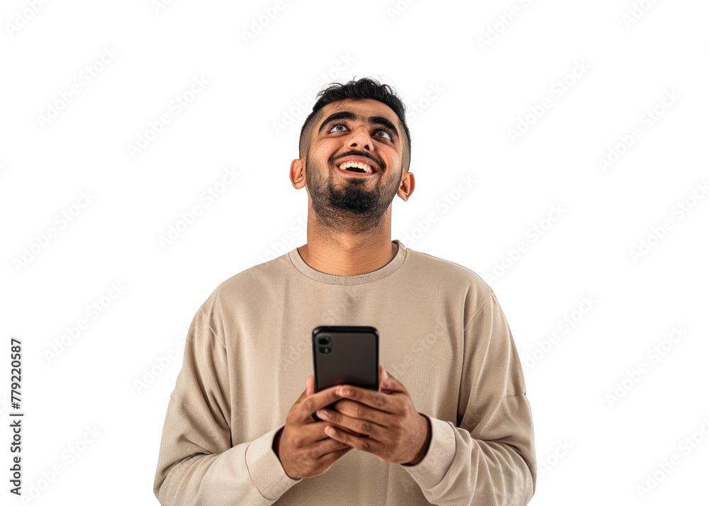 Smiling Man with Phone on Transparent Smiling Man with Phone on Transparent