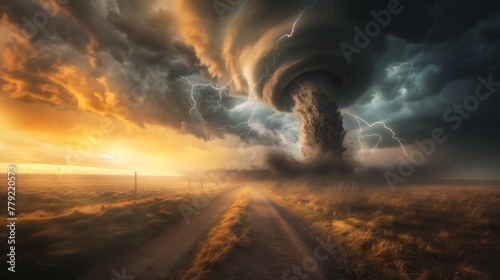 Tornado Emerging From Large Cloud